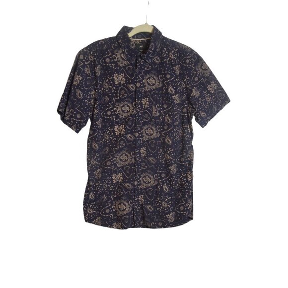 Obey Navy and Cream Casual Button Down Shirt - Picture 1 of 3